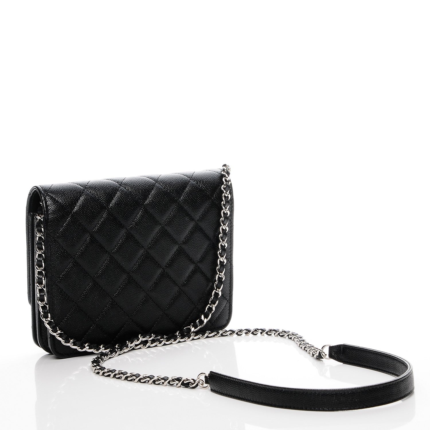Chanel Caviar Quilted Square Wallet On Chain WOC Black 3 of 8