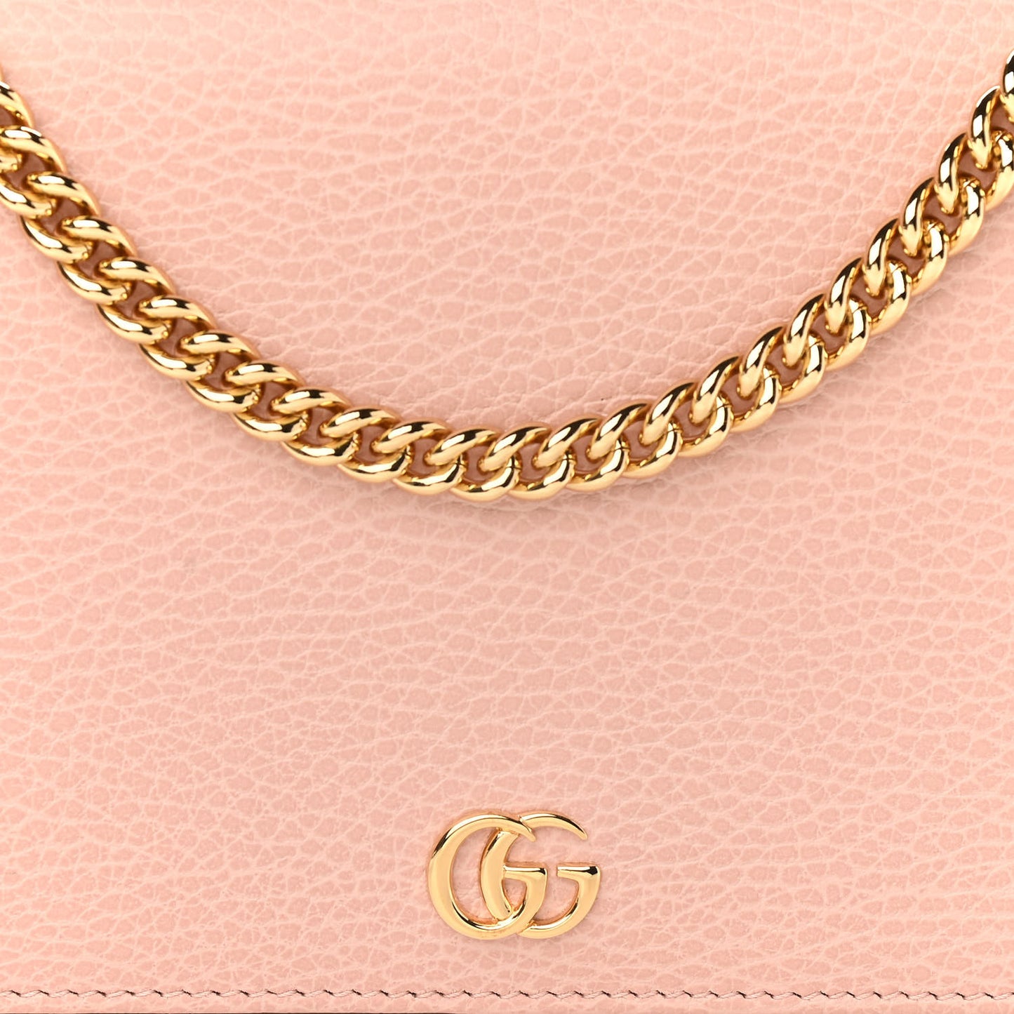 Dollar Calfskin Mini GG Marmont Chain Wallet Perfect Pink