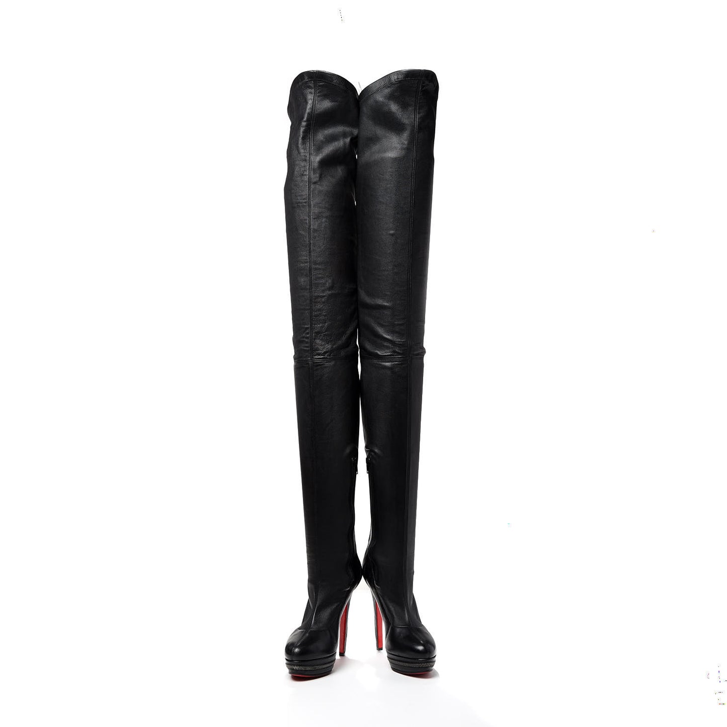 Calfskin Over The Knee Zipper Boots 40.5 Black