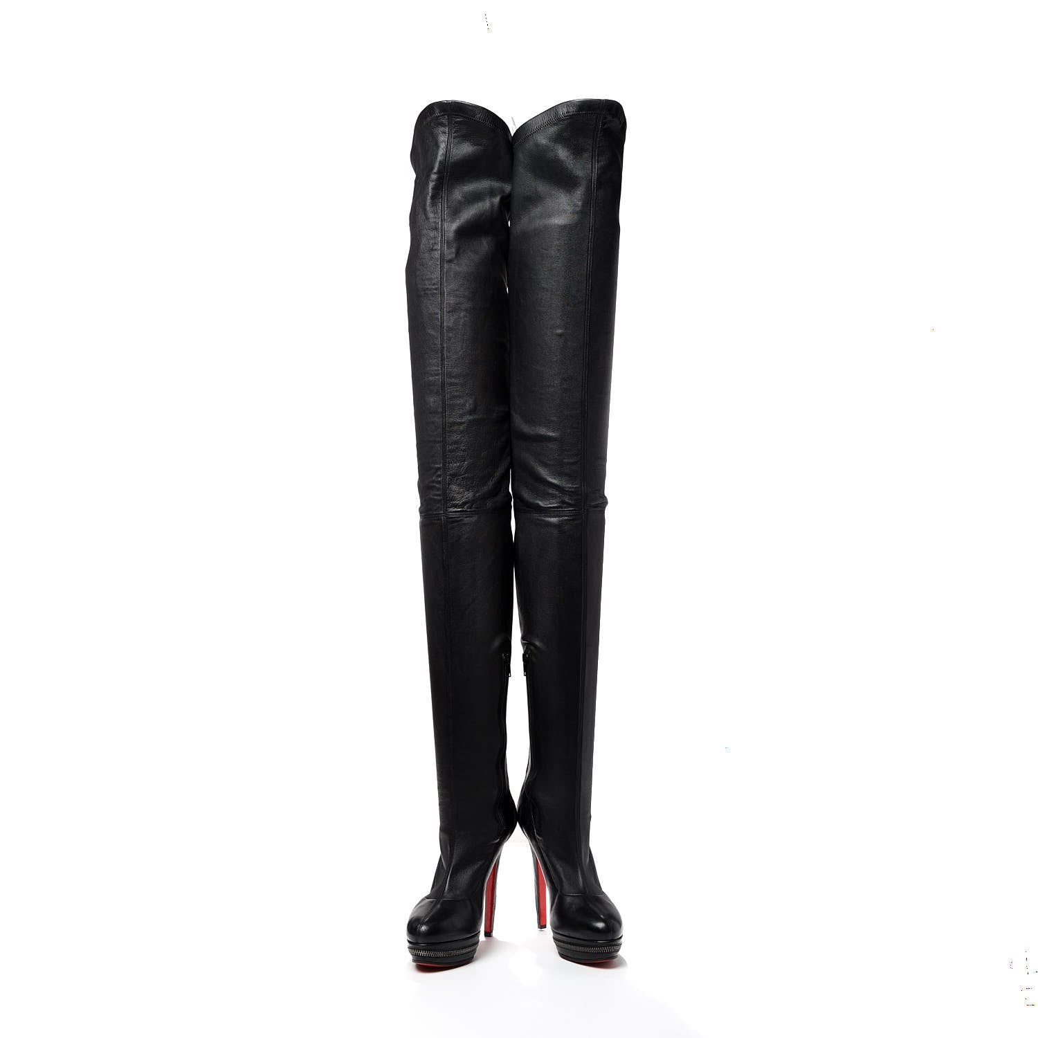 Christian Louboutin Calfskin Over The Knee Zipper Boots 40.5 Black 5 of 9