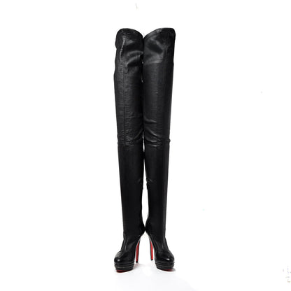 Christian Louboutin Calfskin Over The Knee Zipper Boots 40.5 Black 5 of 9