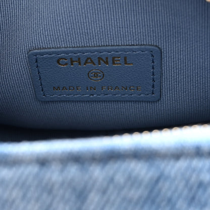 Chanel Denim Printed Chain Clutch Dark Blue 6 of 9