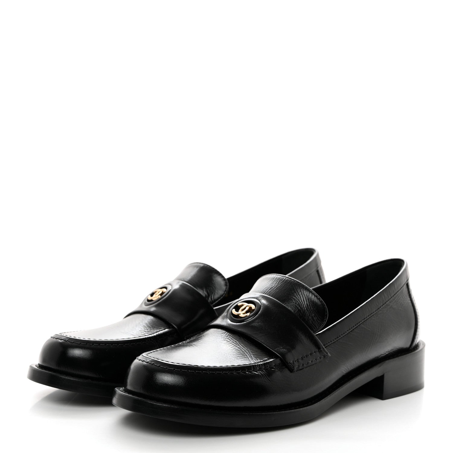 Chanel Calfskin CC Mocassins 38 Black 3 of 10