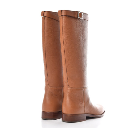 Valentino Garavani Grained Calfskin Rockstud Buckle Boots 35 Light Cuir 4 of 9