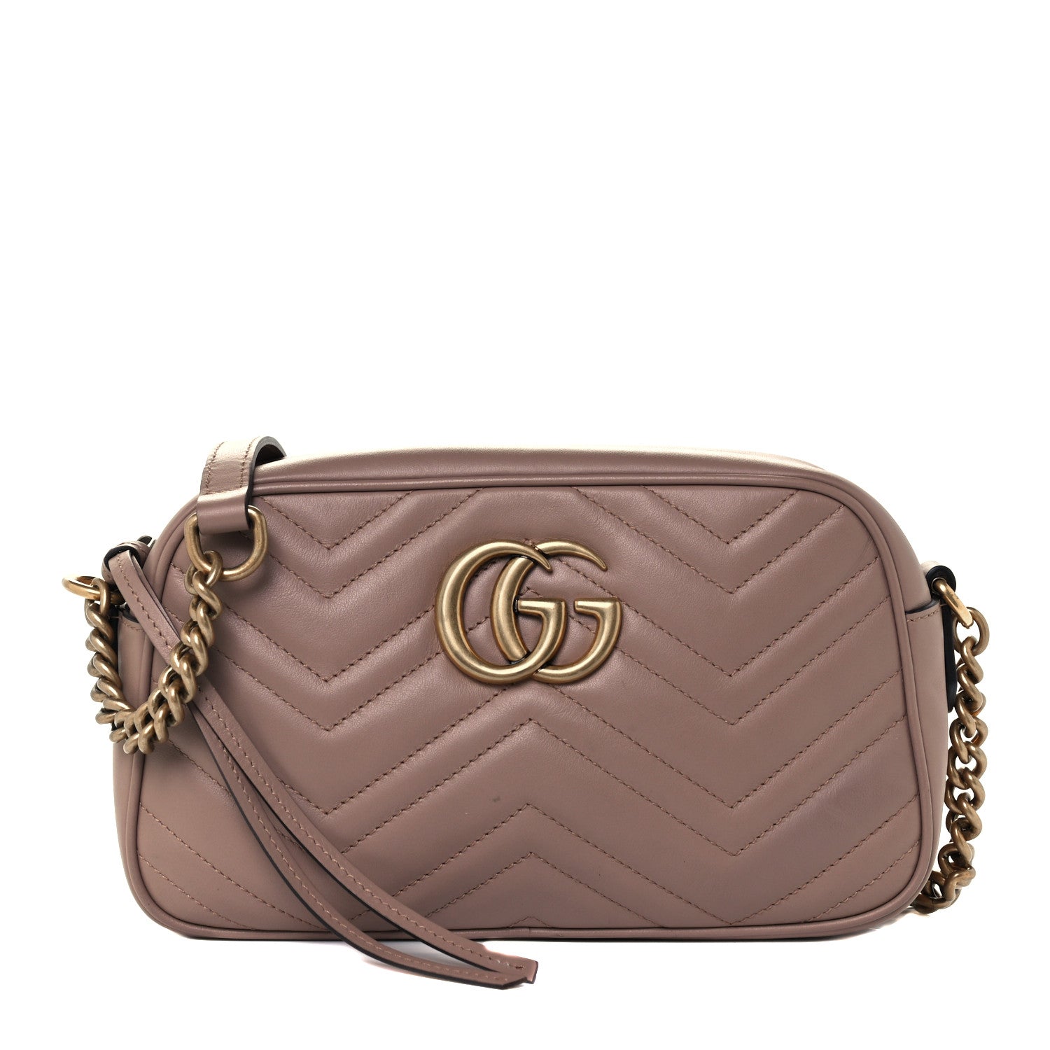 Gucci Calfskin Matelasse Small GG Marmont Chain Shoulder Bag Porcelain Rose 1 of 11