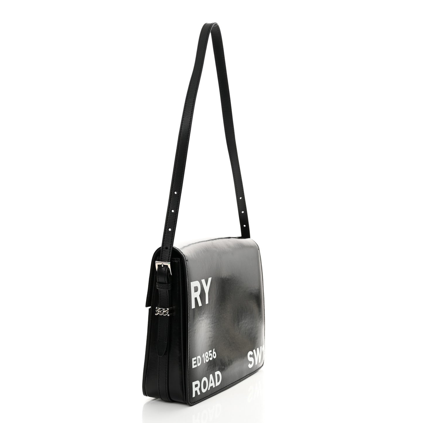 Coated Canvas Horseferry Print Grace Bag Black