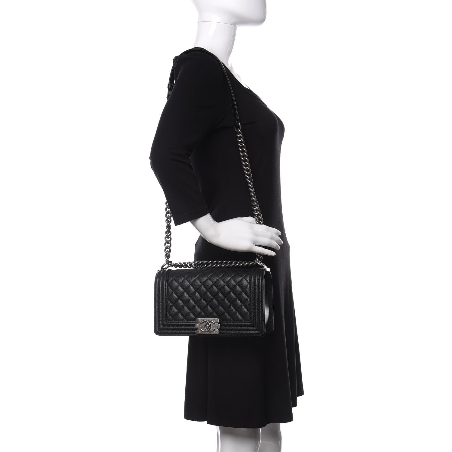 Chanel Caviar Quilted Medium Boy Flap Black 2 of 10