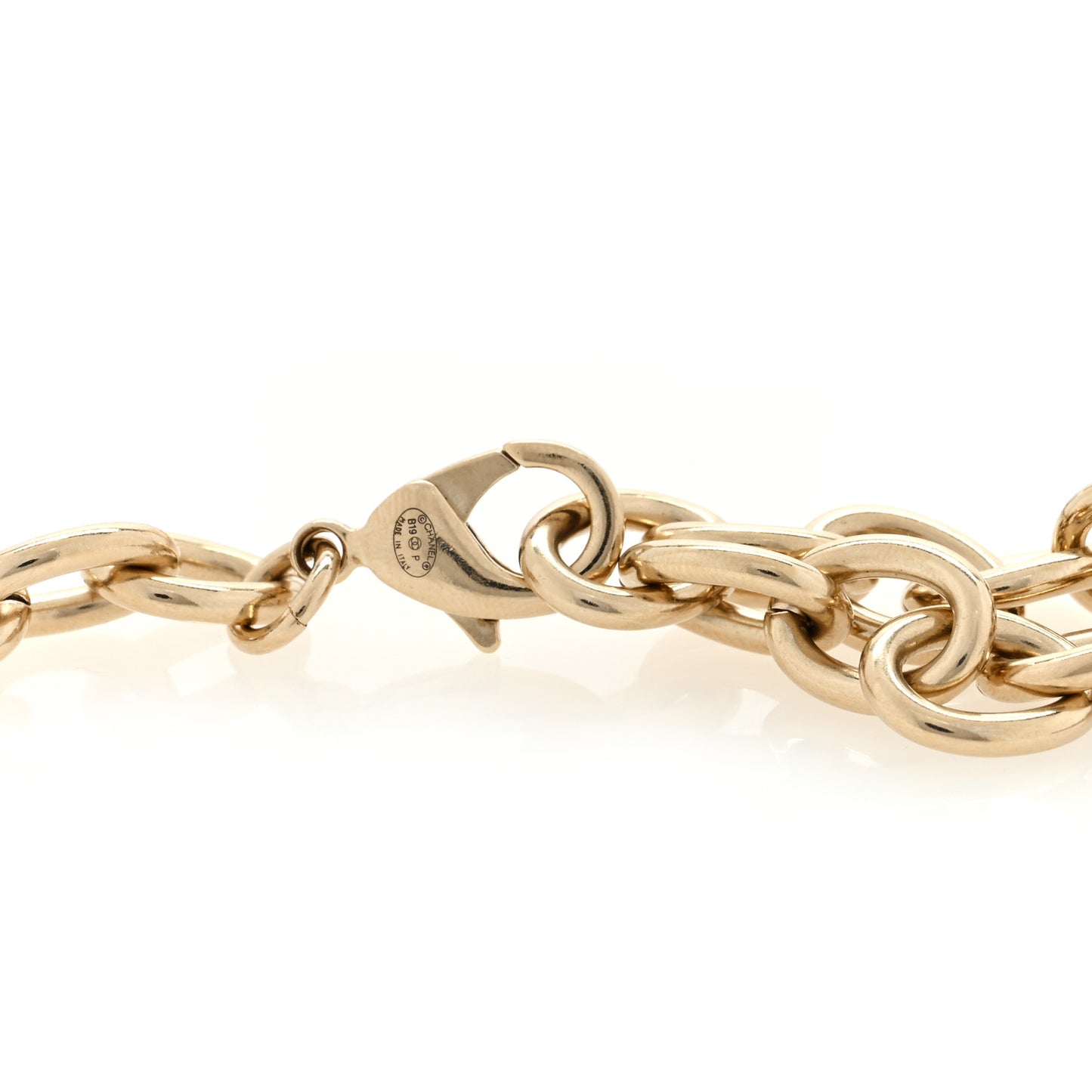 Metal Lambskin Chain Logo Belt Gold