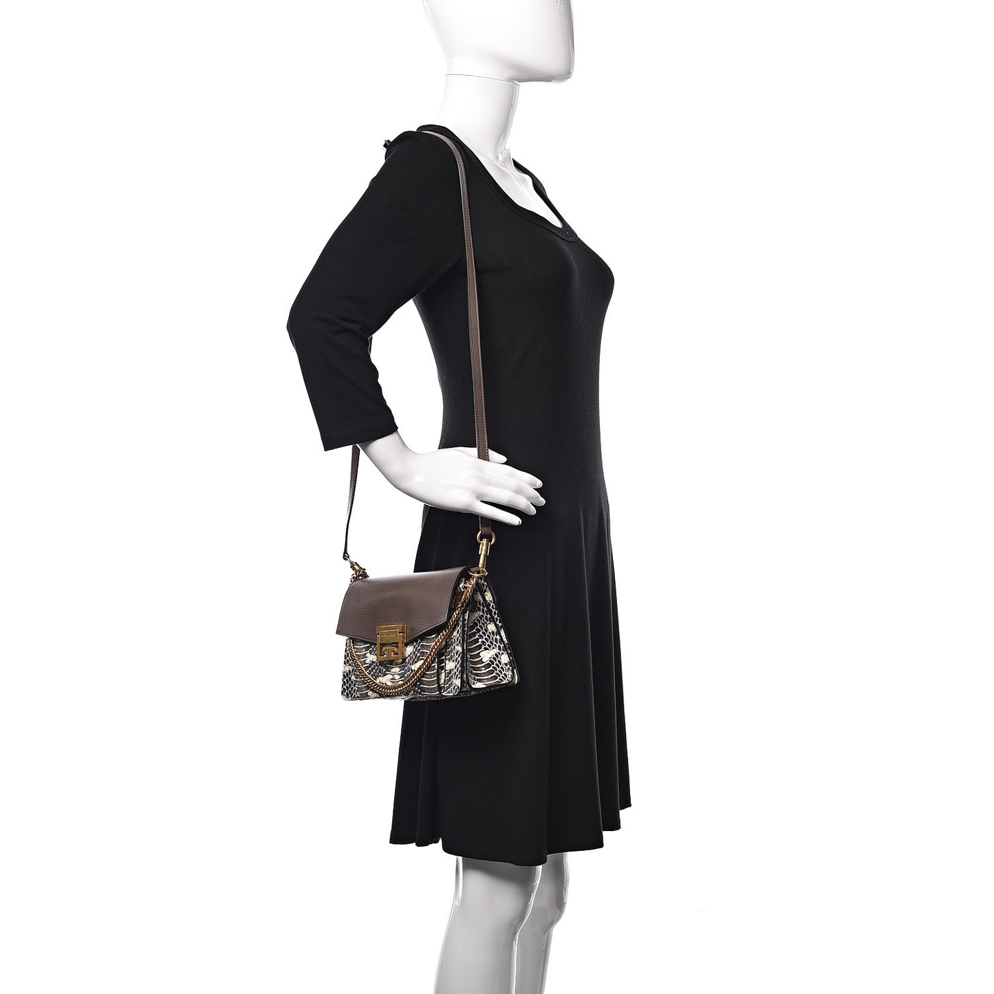 Elaphe Goatskin Small GV3 Shoulder Bag Brown Natural