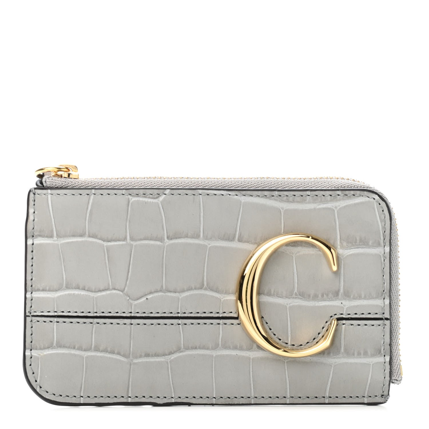 Chloe Crocodile Embossed Calfskin C Small Purse Stormy Grey 1 of 4