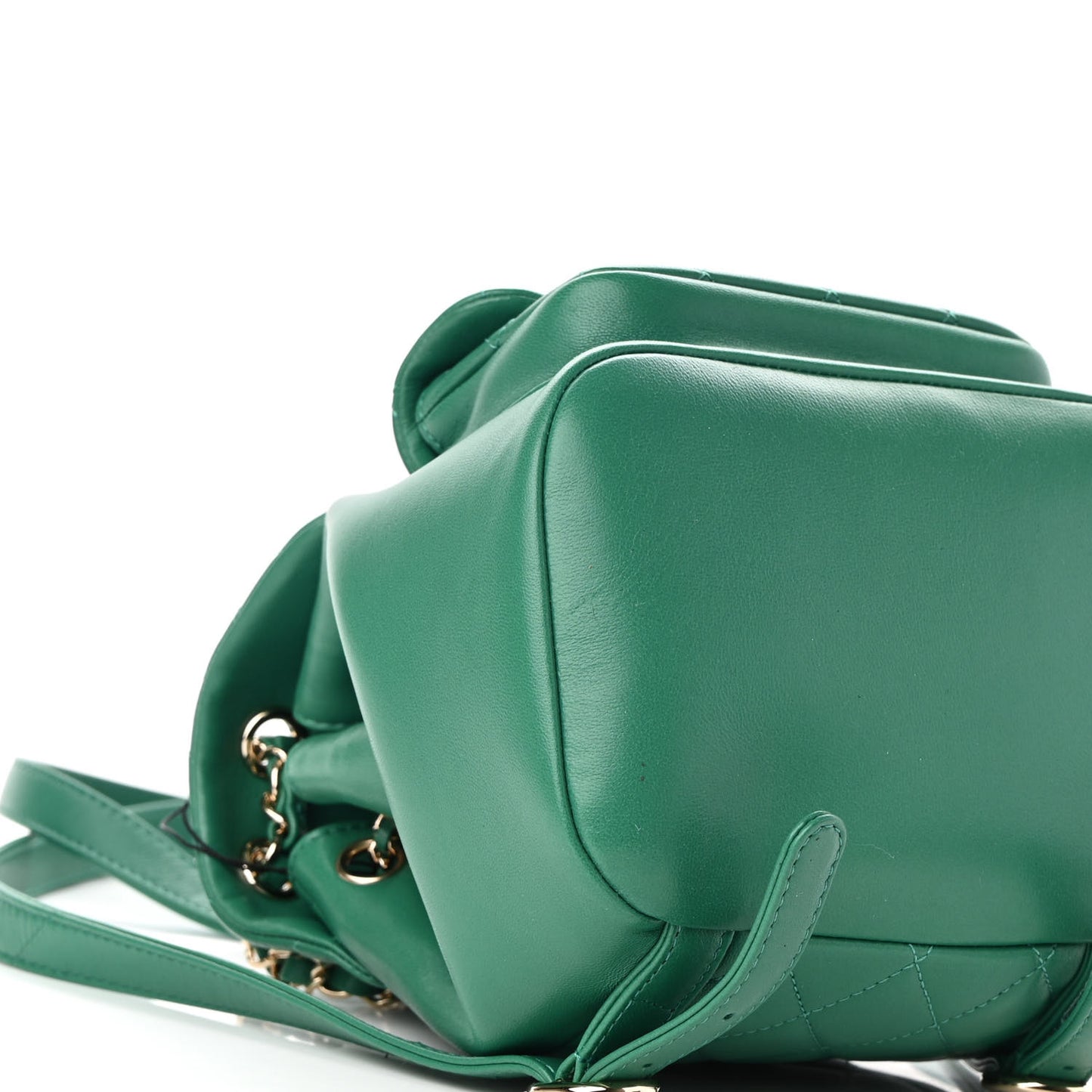 Lambskin Quilted Small Duma Drawstring Backpack Green
