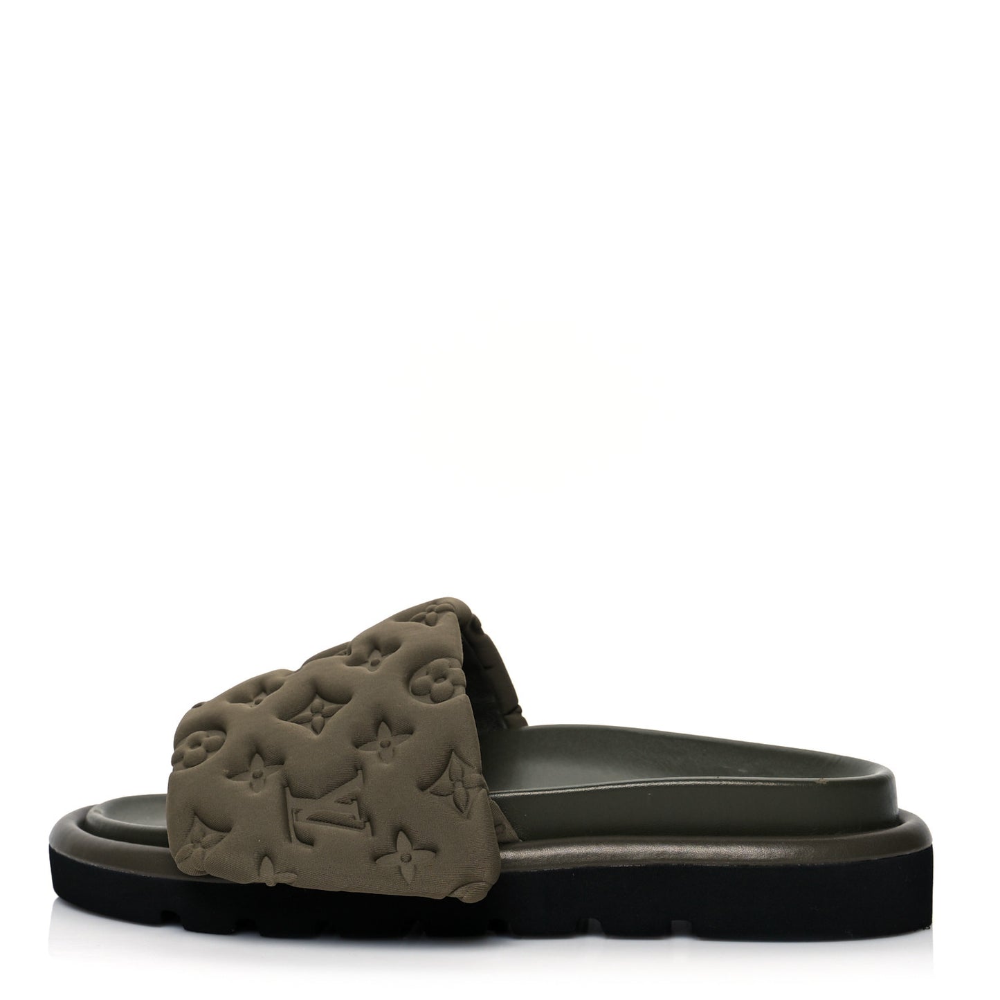 Technical Fabric Embossed Monogram Pool Pillow Comfort Mules 40 Khaki