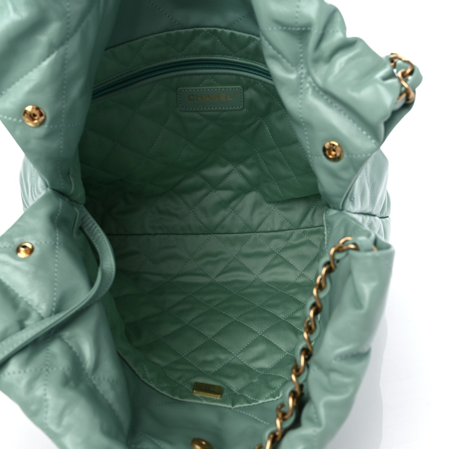 Chanel Shiny Calfskin Quilted Small Chanel 22 Light Green 6 of 10