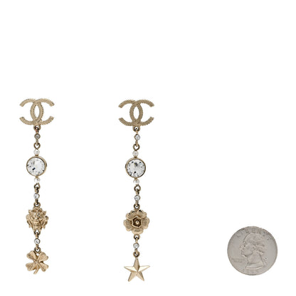 Chanel Crystal Pearl CC Charms Drop Earrings Gold 2 of 5