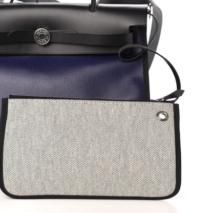 Hermes Toile H Berline Vache Hunter Herbag Zip PM 31 Bleu Encre Black 9 of 13