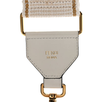 Fendi Cannete Ribbon Poly Vitello Century Logo Adjustable Strap You White Garza Ecru 5 of 5