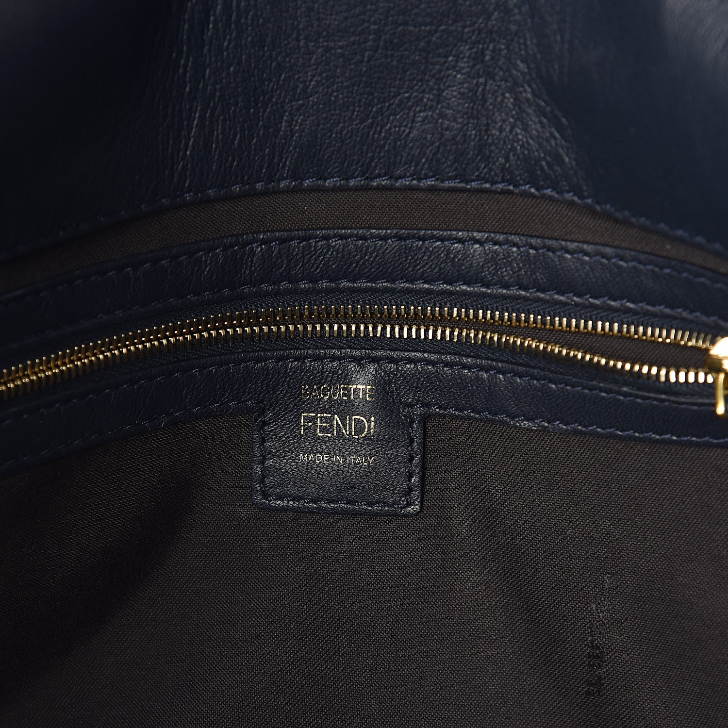 Fendi Nappa FF 1974 Embossed Large Baguette Midnight 6 of 9