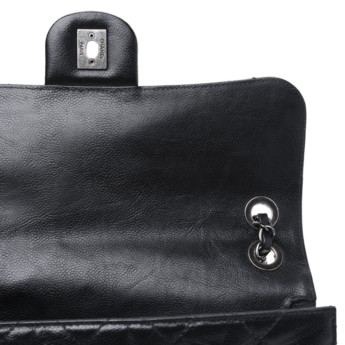 Crumpled Grained Calfskin Medium CC Crave Flap Black