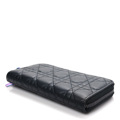 Christian Dior Lambskin Cannage Lady Dior Zip Wallet Black 8 of 8