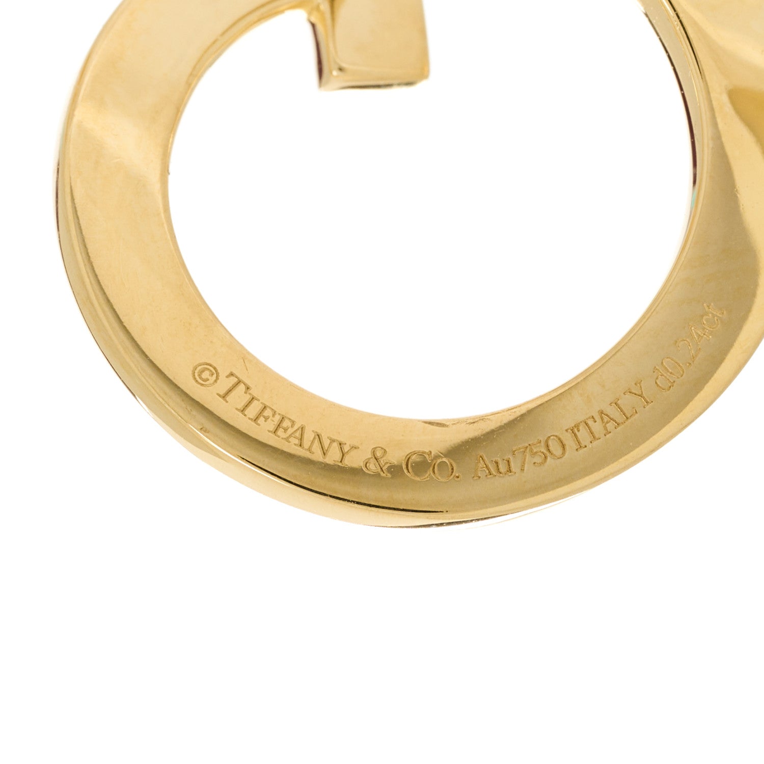 Tiffany 18K Yellow Gold Diamond T1 Open Hoop Earrings 4 of 5