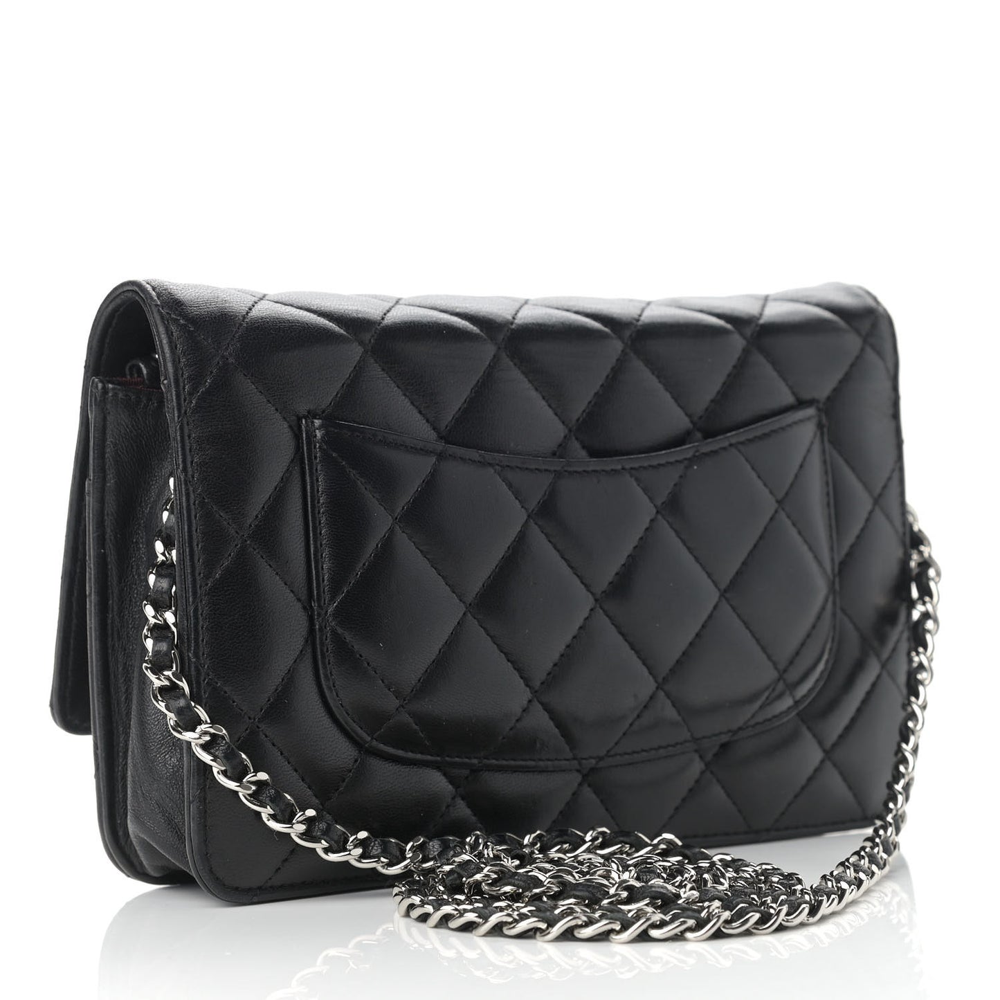 Lambskin Quilted Wallet On Chain WOC Black
