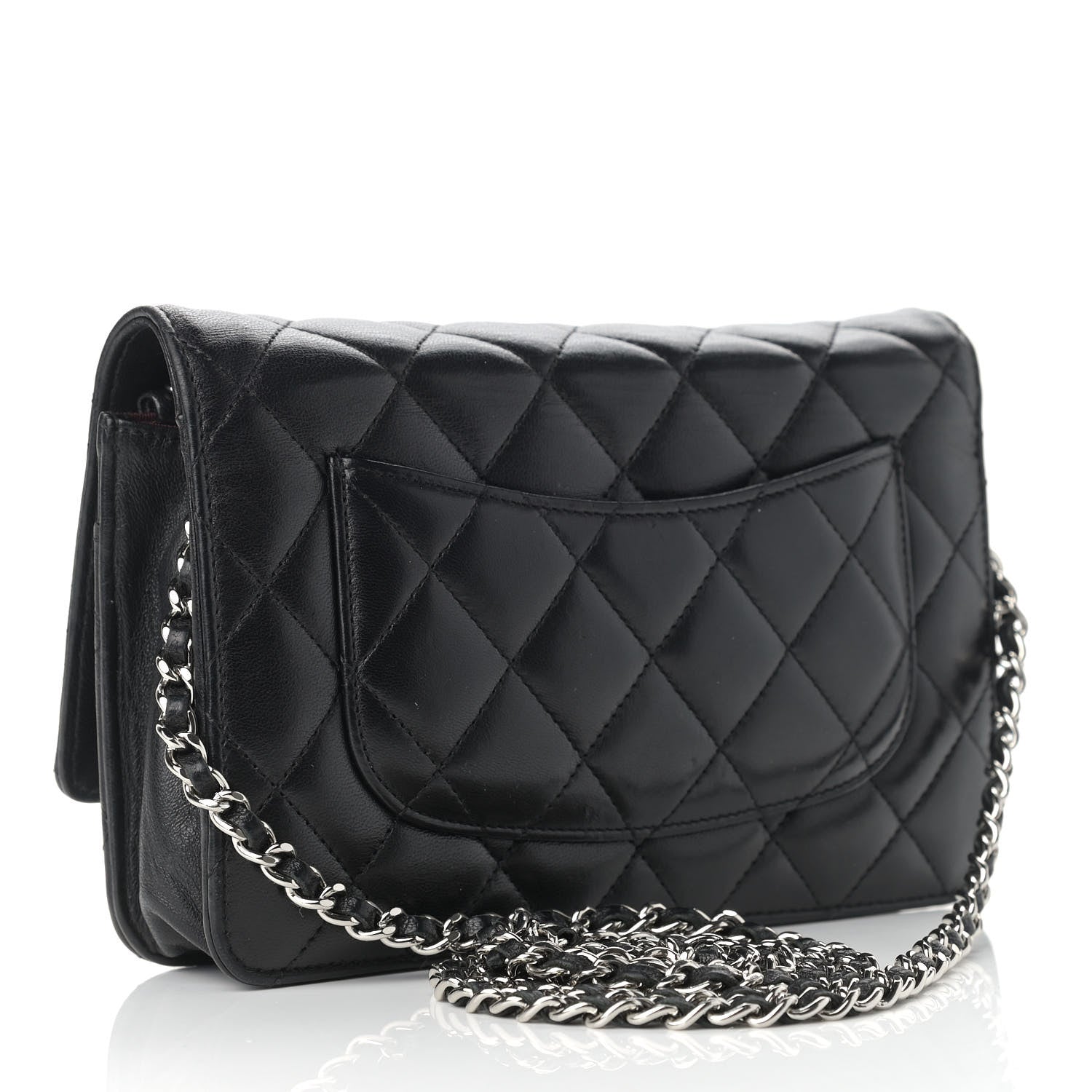 Chanel Lambskin Quilted Wallet On Chain WOC Black 3 of 14