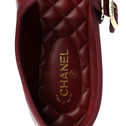 Chanel Lambskin Mary Jane Flats 36.5 Burgundy 9 of 9