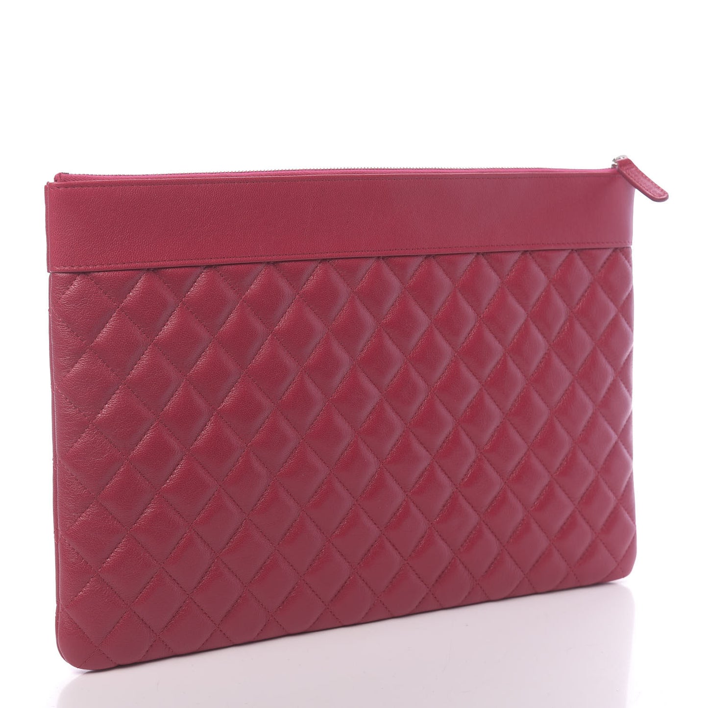Lambskin Quilted Large Vintage Mademoiselle Cosmetic Case Red