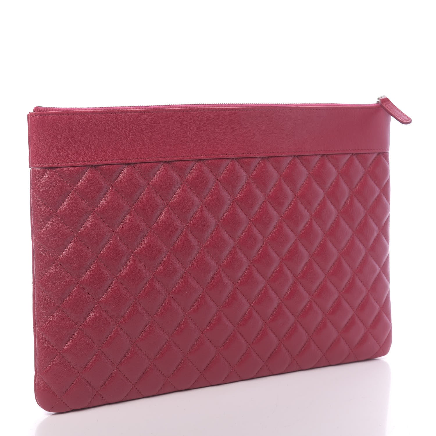 Chanel Lambskin Quilted Large Vintage Mademoiselle Cosmetic Case Red 3 of 9