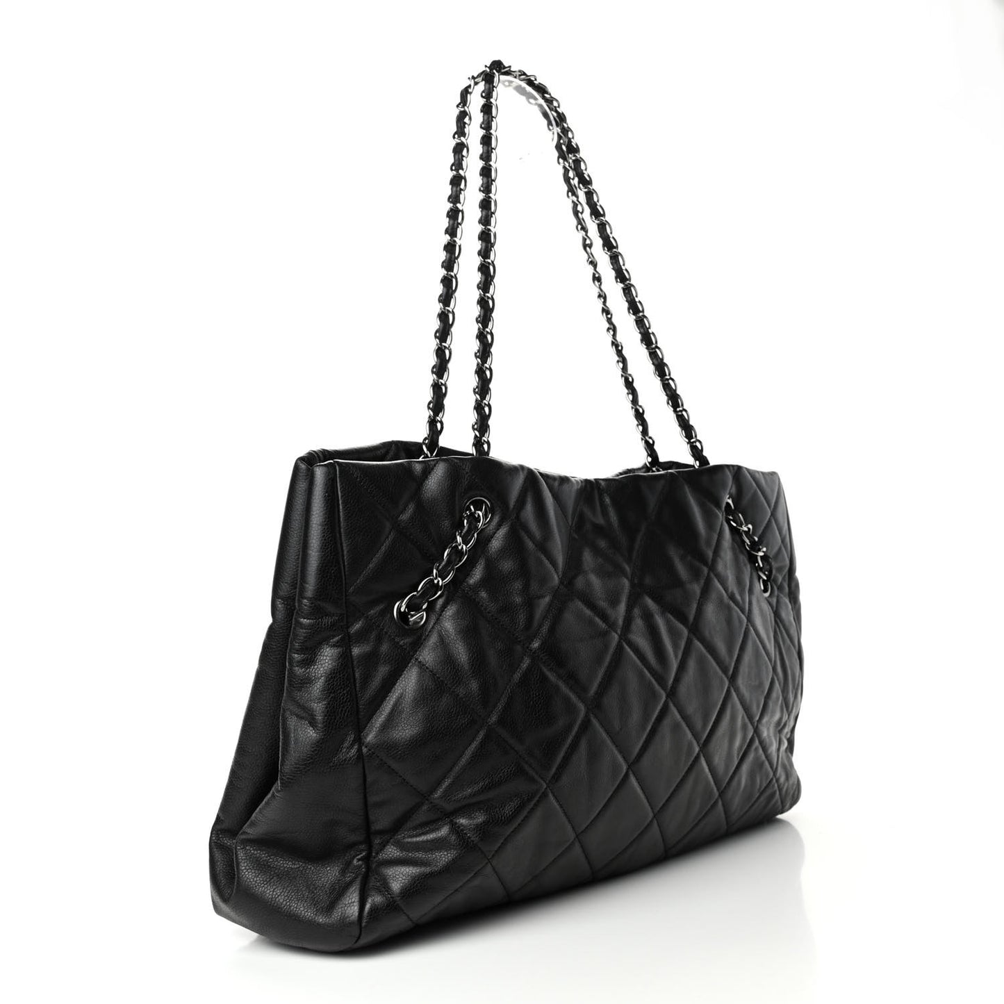Soft Caviar Quilted Large Cells Tote Black