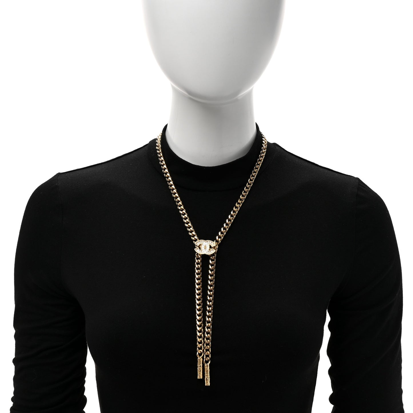 Metal Resin Chain CC Bolo Necklace Gold