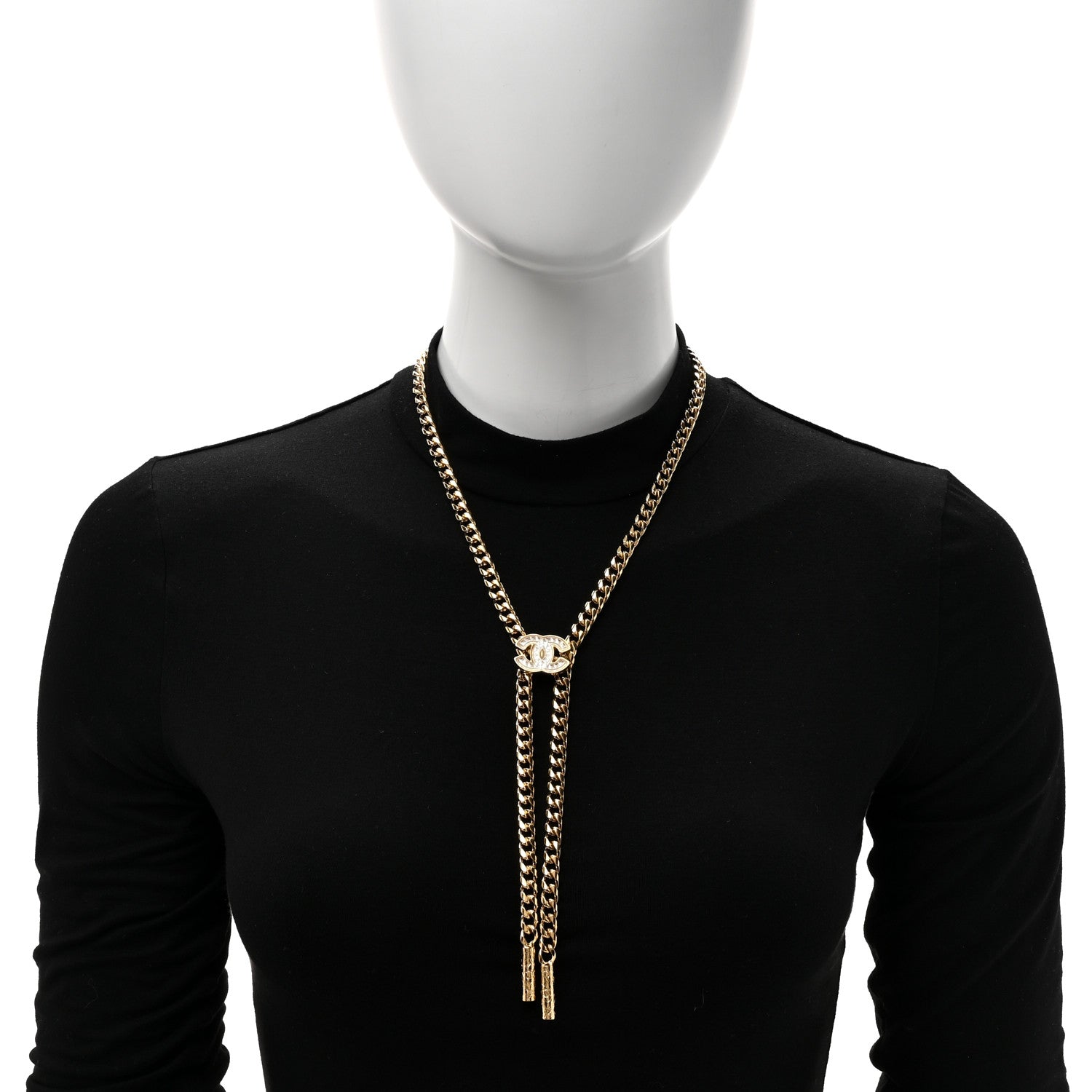 Chanel Metal Resin Chain CC Bolo Necklace Gold 2 of 6
