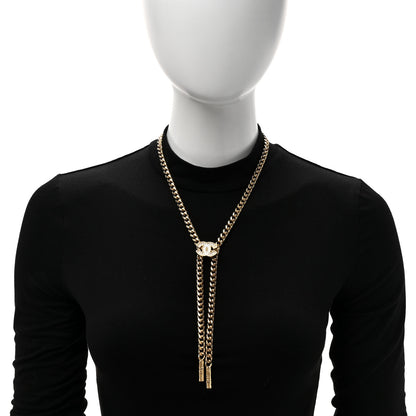 Chanel Metal Resin Chain CC Bolo Necklace Gold 2 of 6
