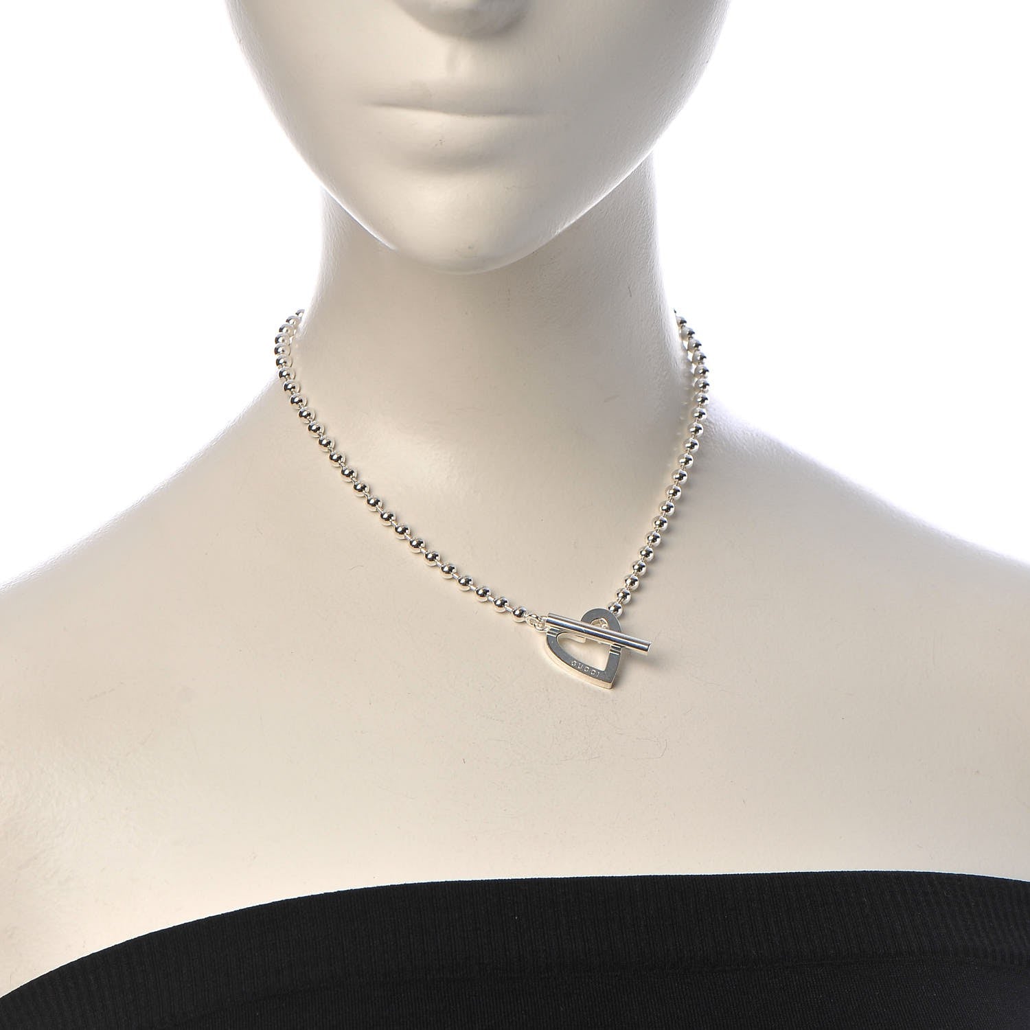 Gucci Sterling Silver Heart Toggle Necklace 2 of 6