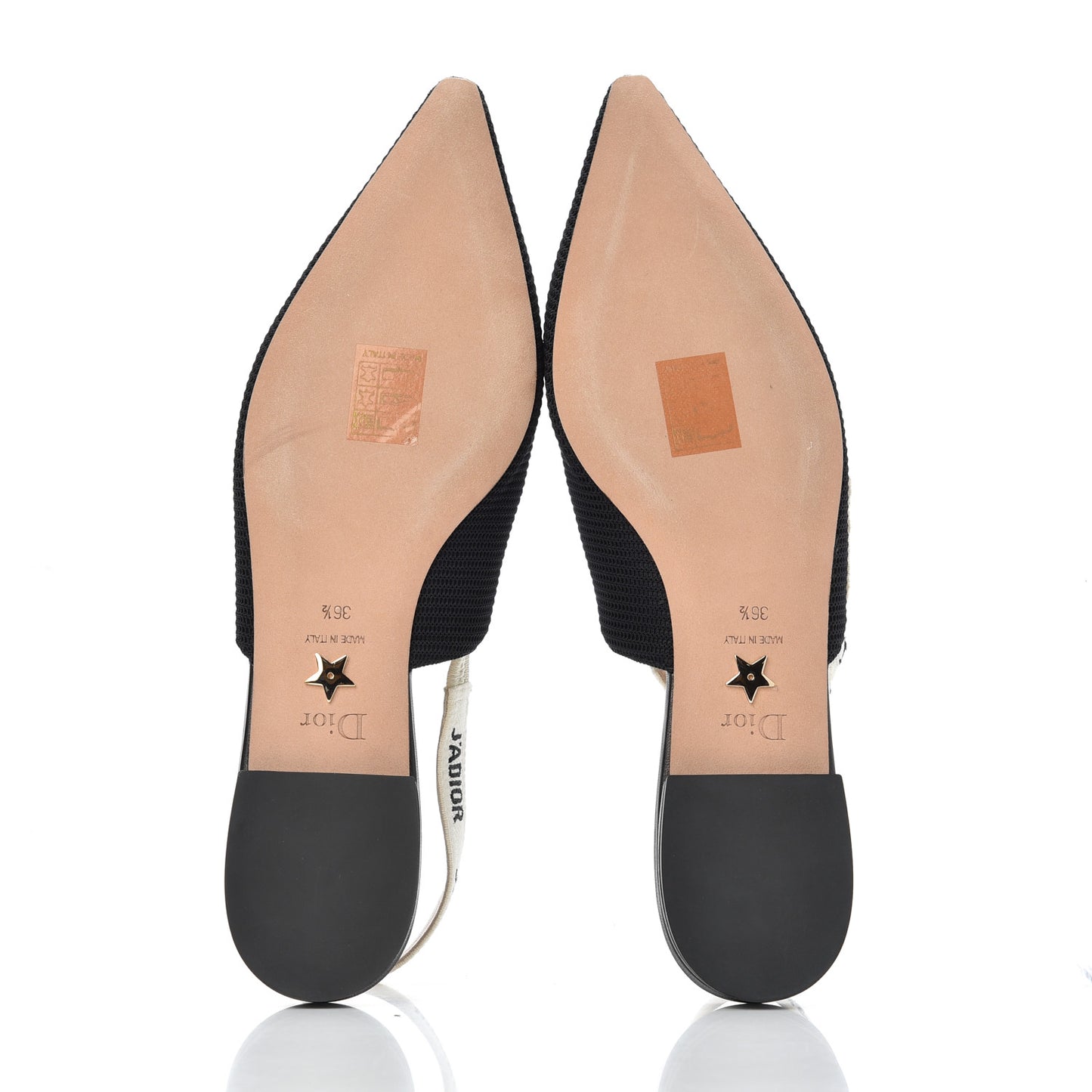 Technical Canvas Ribbon J'Adior Slingback Ballet Flats 36.5 Black