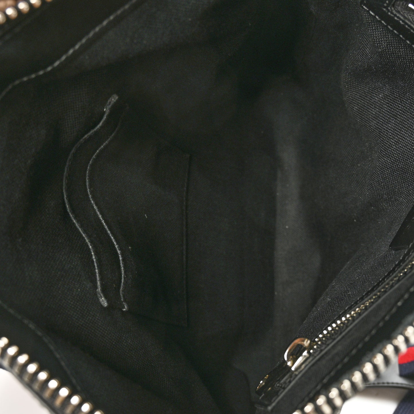 GG Supreme Monogram Appia Calfskin Web Flat Messenger Bag Black Grey