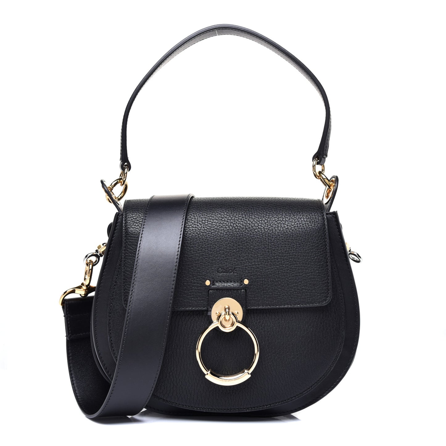 Grained Calfskin Large Tess Bag Black