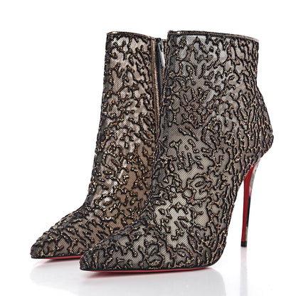 Christian Louboutin Mesh Glitter Nancy Bootie 100 Ankle Boots 39 Black 3 of 8