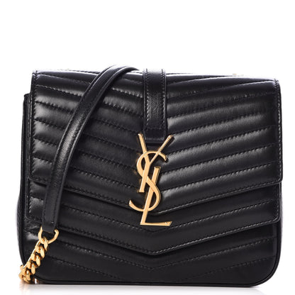 Saint Laurent Lambskin Matelasse Chevron Monogram Small Sulpice Bag Black 1 of 6