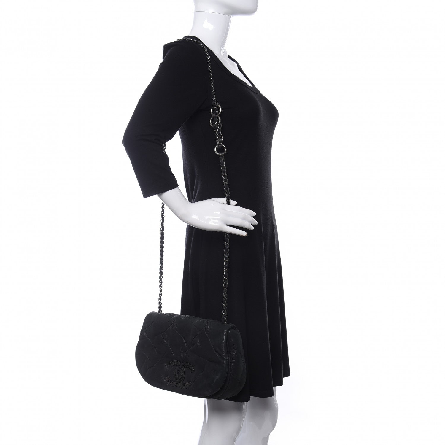 Chanel Iridescent Calfskin Glint Flap Black 2 of 10