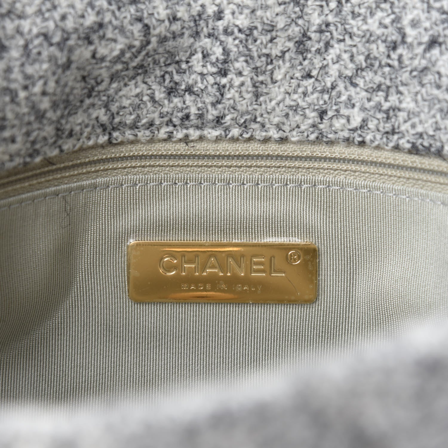 Chanel Tweed Quilted Medium Chanel 19 Flap Grey Ecru 8 of 11
