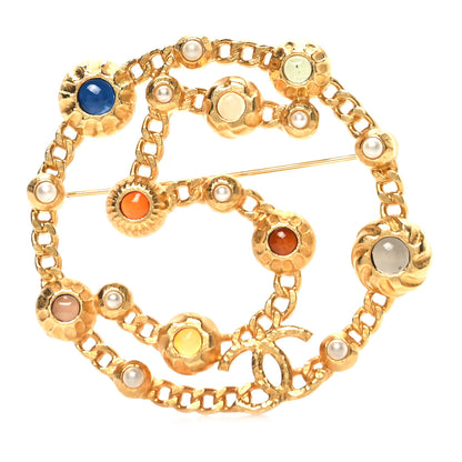 Chanel Pearl Crystal 5 CC Brooch Gold 1 of 4