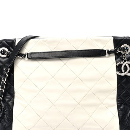 Chanel Lambskin Quilted CC Shopping Tote Black Ivory 8 of 9