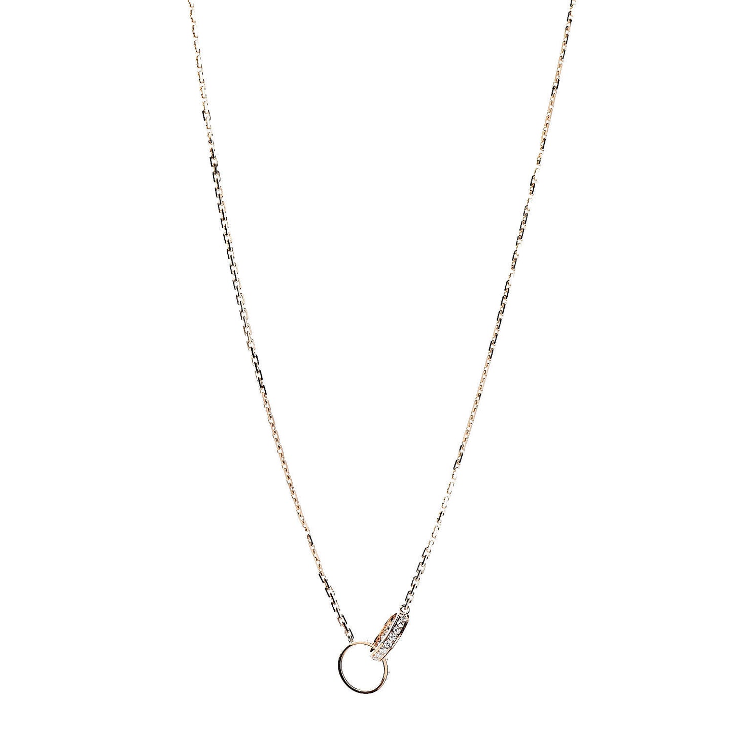 18K Pink Gold Diamond Interlocking LOVE Necklace