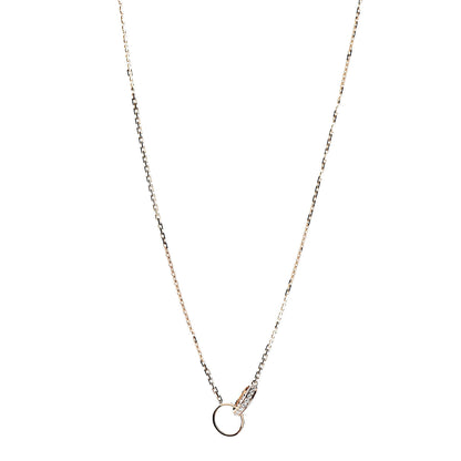 Cartier 18K Pink Gold Diamond Interlocking LOVE Necklace 1 of 6