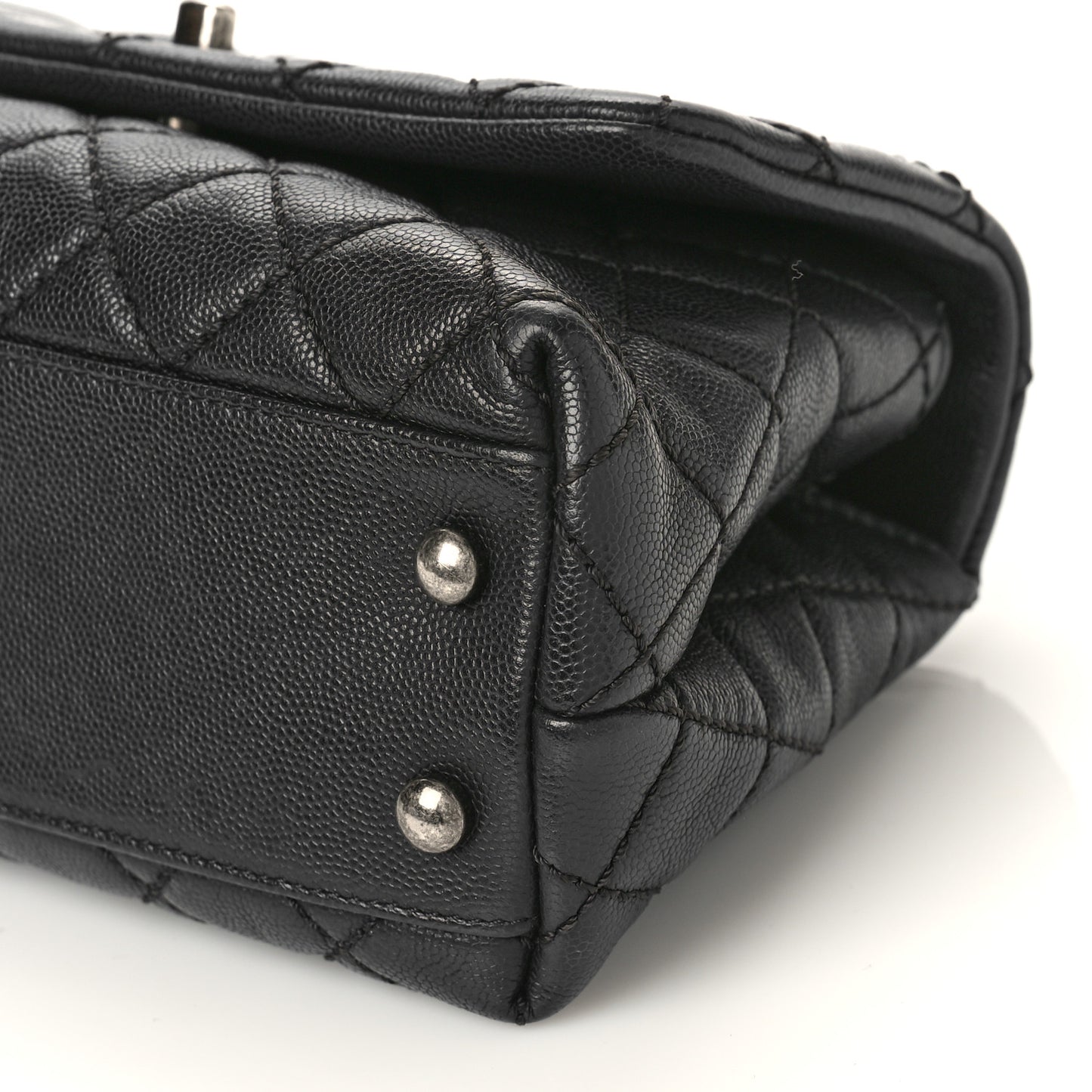 Caviar Quilted Mini Coco Handle Flap Black