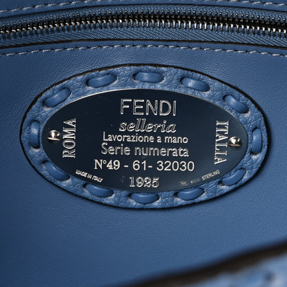 Fendi Cuoio Roma Sellerissima Nappa Sintetica Tape Stitch Baguette Placca Argento Blue 6 of 9