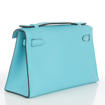 Hermes Swift Kelly Pochette Clutch Bleu Atoll 9 of 15