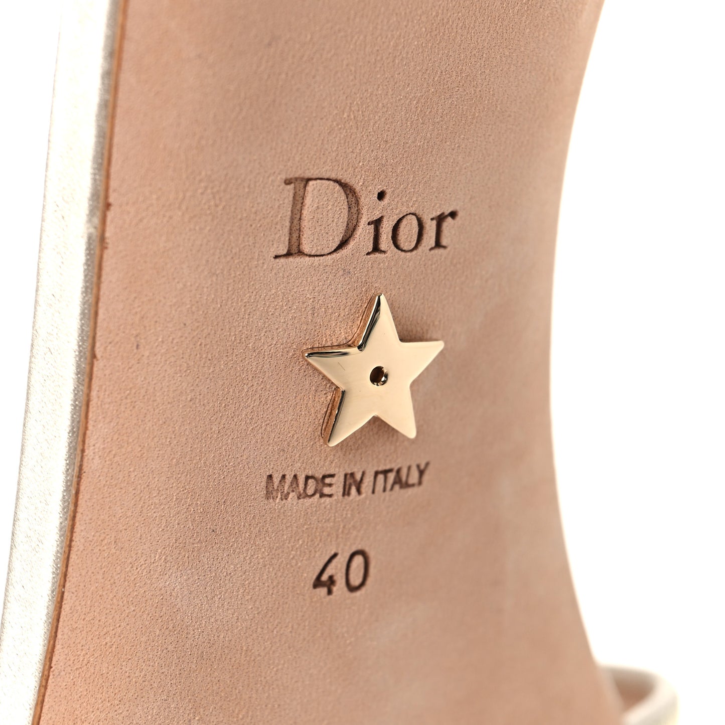 Metallic Satin Embroidered Dway 35mm Slide Sandals 40 Pale Gold
