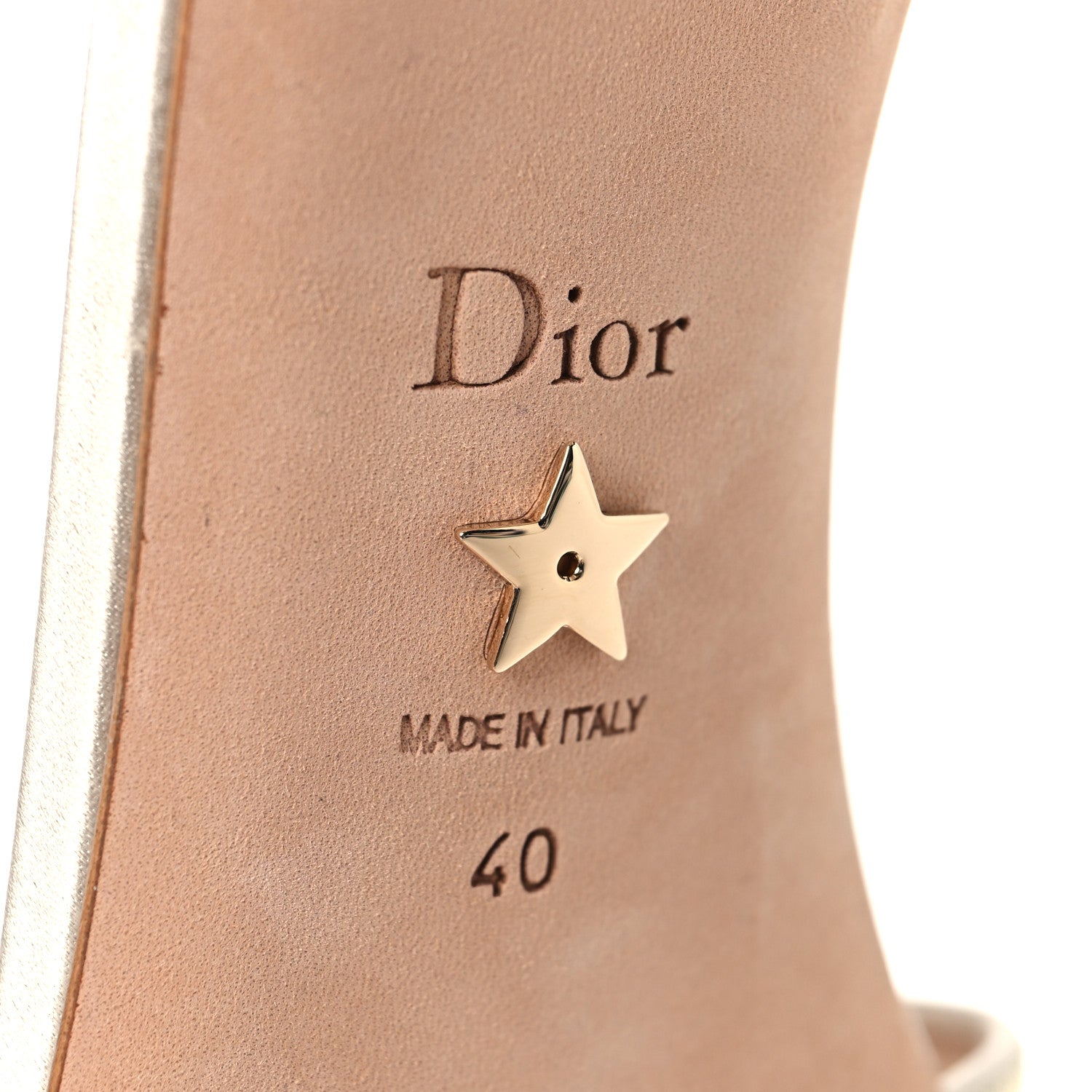 Christian Dior Metallic Satin Embroidered Dway 35mm Slide Sandals 40 Pale Gold 8 of 10